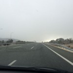 Schnee auf der Autobahn 100 km vor Cartagena