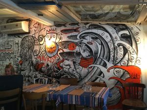 Wandmalerei im Restaurant